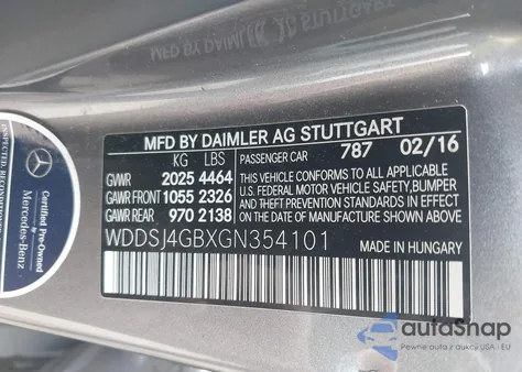 2016 Mercedes-Benz Cla 250 4Matic из США, поврежденный, VIN WDDSJ4GBXGN354101